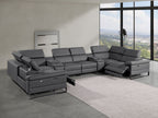 1246 Divanitalia 8-Piece U-Shaped Modular Power Reclining Sectional Sofa with 2 Power Recliners and Power Headrests - Top Grain Italian Leather