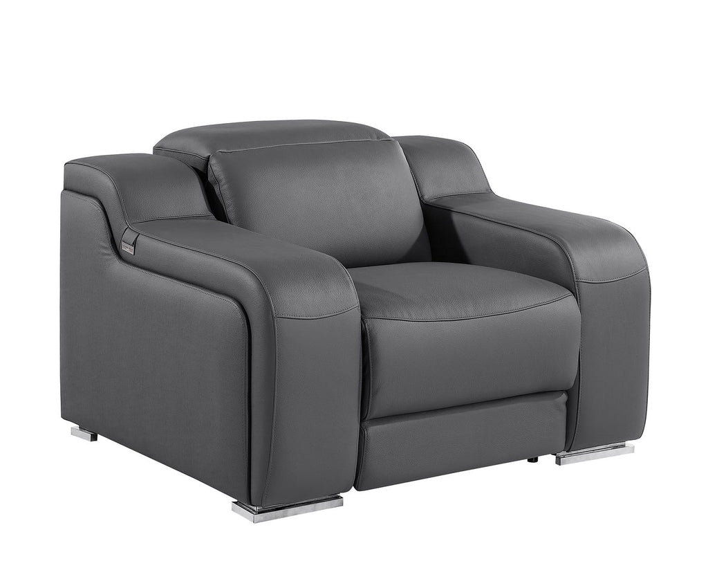 1116 Divanitalia 6-Piece Modular Power Reclining Sofa, Loveseat & Chair Set in Top Grain Italian Leather with 6 Power Recliners & Power Headrests - Dark Grey - SKU 1116-DK_GREY-6.6-HT-3PC - view 12