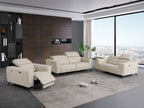989 Divanitalia Power Reclining 3-Piece Sofa Set with Power Headrest in Top-grain Italian Leather - Beige - SKU 989-BEIGE-3PC