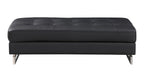 8136 Genuine Leather Ottoman - Black
