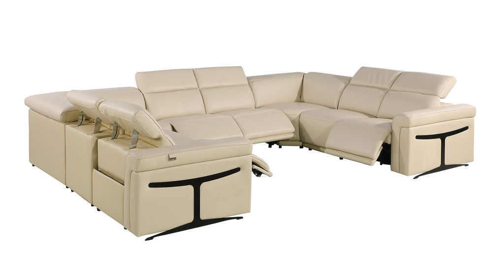 1126 Divanitalia 8-Piece U-Shaped Sectional Sofa in Top Grain Italian Leather with 4 Power Recliners & Power Headrests