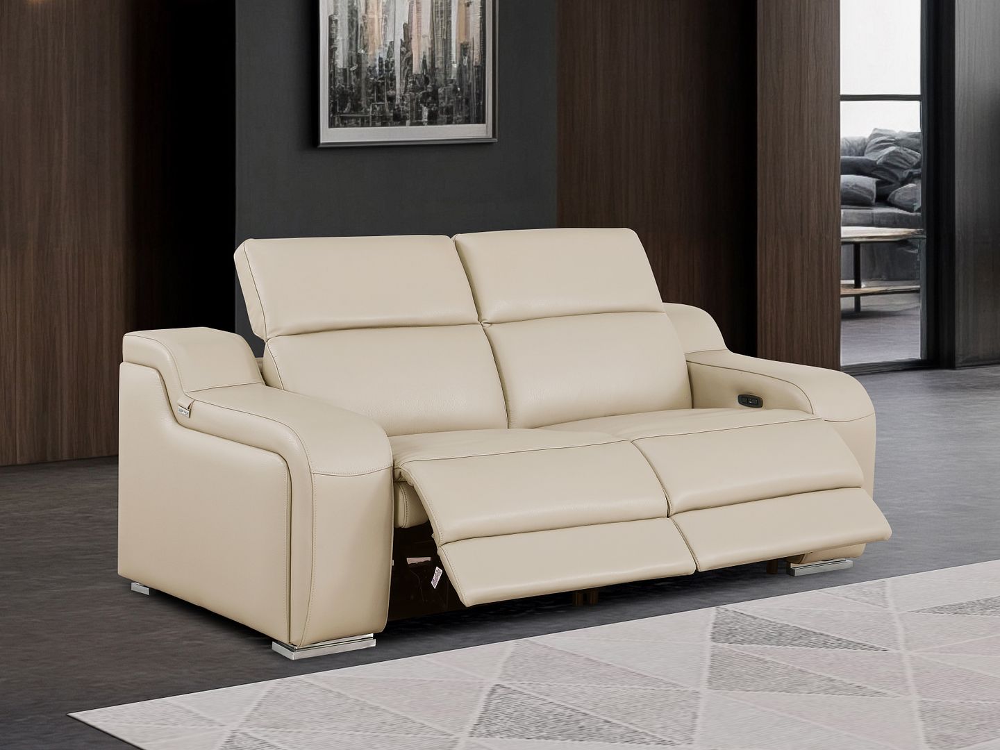 1116 Divanitalia 2-Piece Modular Power Reclining Loveseat in Top Grain Italian Leather with 2 Power Recliners & Power Headrests