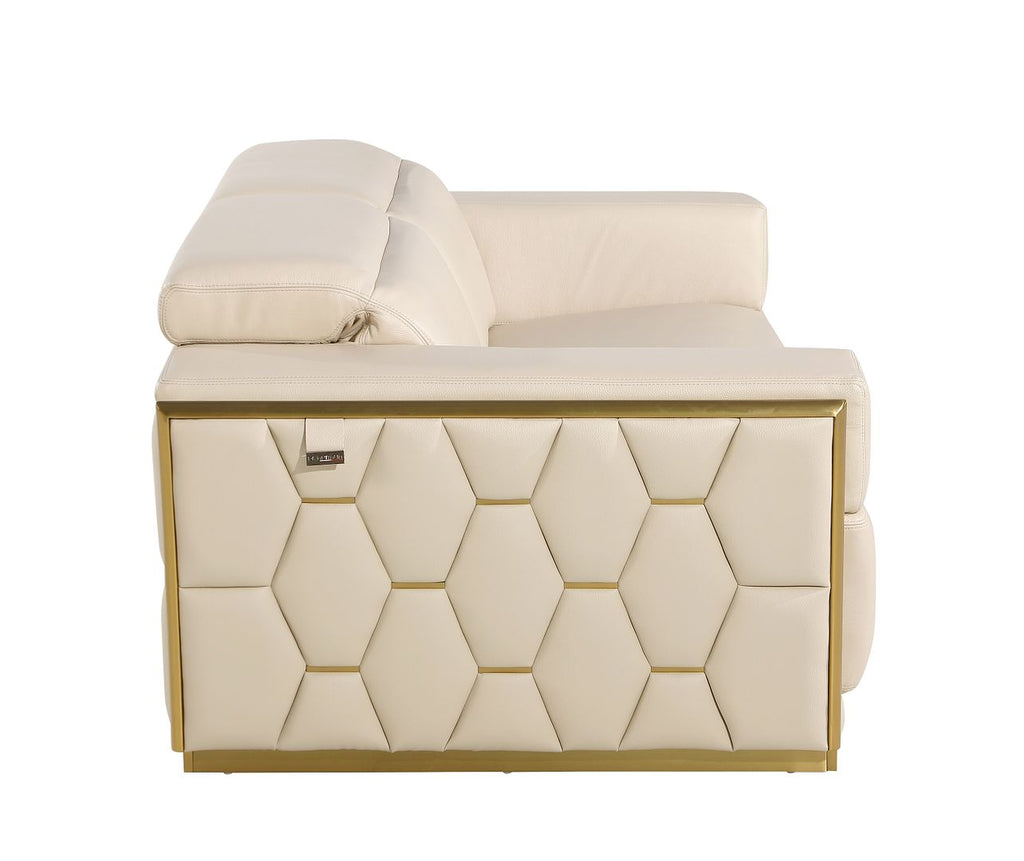 1111 Divanitalia 2-Piece Sofa Set with Adjustable Headrest in Top-grain Italian Leather - Cream - SKU 1111-BEIGE-2PC - view 9
