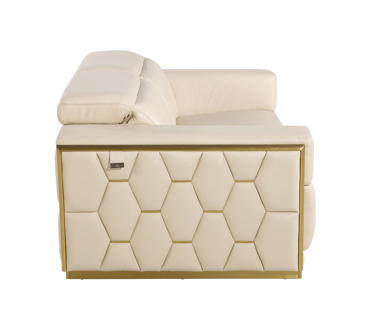 1111 Divanitalia 2-Piece Sofa Set with Adjustable Headrest in Top-grain Italian Leather - Cream - SKU 1111-BEIGE-2PC - view 9