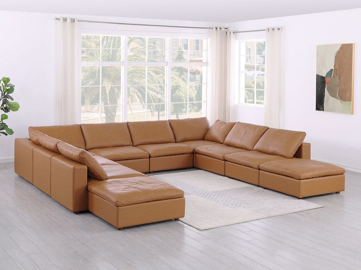 1100 Divanitalia 10-Piece U-Shaped Sectional Sofa with Chaise - Cognac - SKU 1100-COGNAC-10.8-U-CHAISE