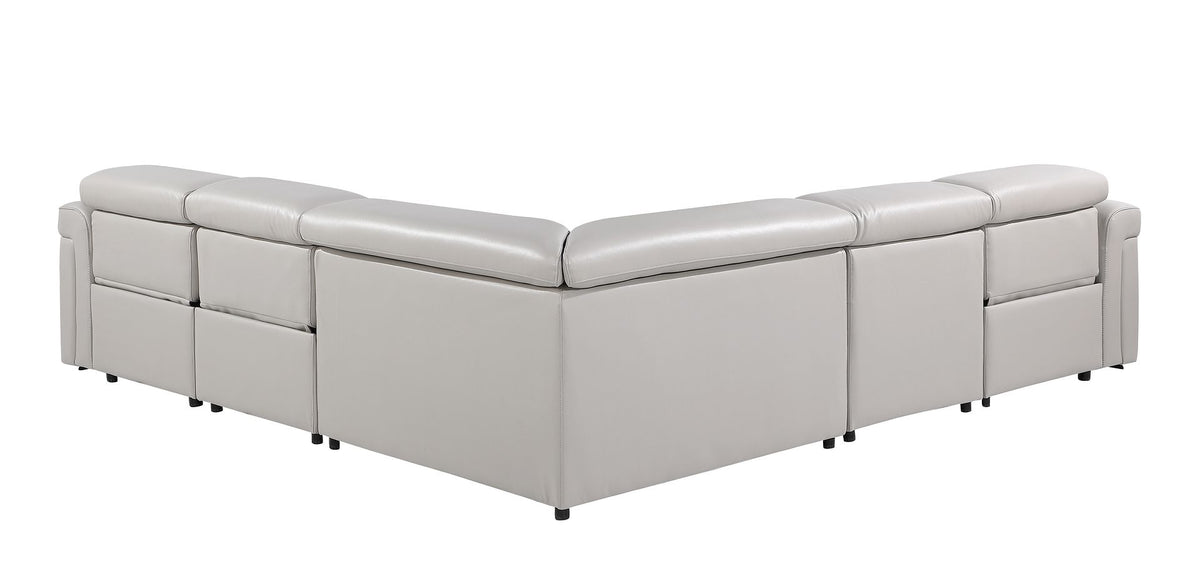 1126 Divanitalia 5-Piece L-Shaped Sectional Sofa in Top Grain Italian Leather with 3 Power Recliners & Power Headrests - Light Grey - SKU 1126-LT-GREY-SEC-5PC-3PWR-SECTIONAL-GROUP - view 5