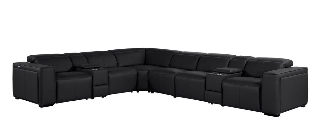 1224 Divanitalia 8-Piece U-Shaped Sectional Sofa in Top Grain Italian Leather with 4 Power Recliners & Power Headrests