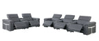 1126 Divanitalia 8-Piece Modular Power Reclining Sofa & Loveseat Set in Top Grain Italian Leather with 5 Power Recliners & Power Headrests - Dark Grey - SKU 1126-DK_GREY-8.5-HT - view 5