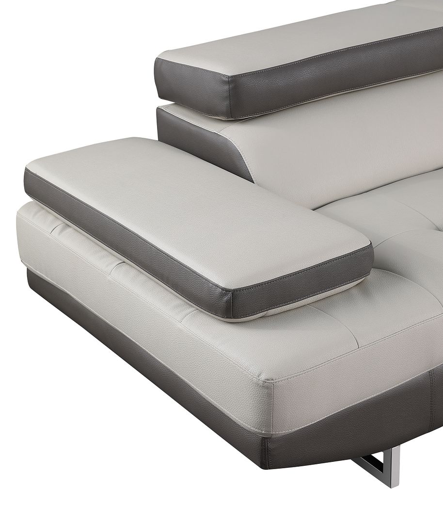 8136 Left Arm Facing Chaise with Adjustable Headrest in Genuine Leather
