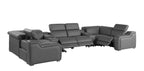 1116 Divanitalia 8-Piece U-Shaped Sectional Sofa in Top Grain Italian Leather with 4 Power Recliners & Power Headrests - Dark Grey - SKU 1116-DK_GREY-8PC-4PWR-U-SECTIONAL-GROUP - view 5