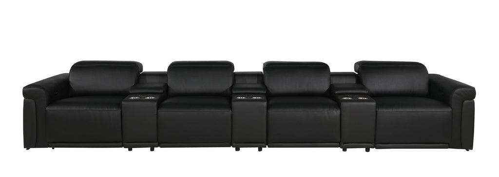 1126 Divanitalia 7-Piece Modular Power Reclining Sofa in Top Grain Italian Leather with 4 Power Recliners & Power Headrests - Black - SKU 1126-BLACK-7.4-HT - view 3