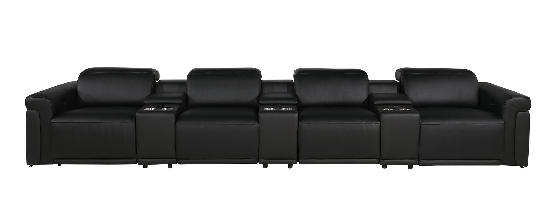 1126 Divanitalia 7-Piece Modular Power Reclining Sofa in Top Grain Italian Leather with 4 Power Recliners & Power Headrests - Black - SKU 1126-BLACK-7.4-HT - view 3
