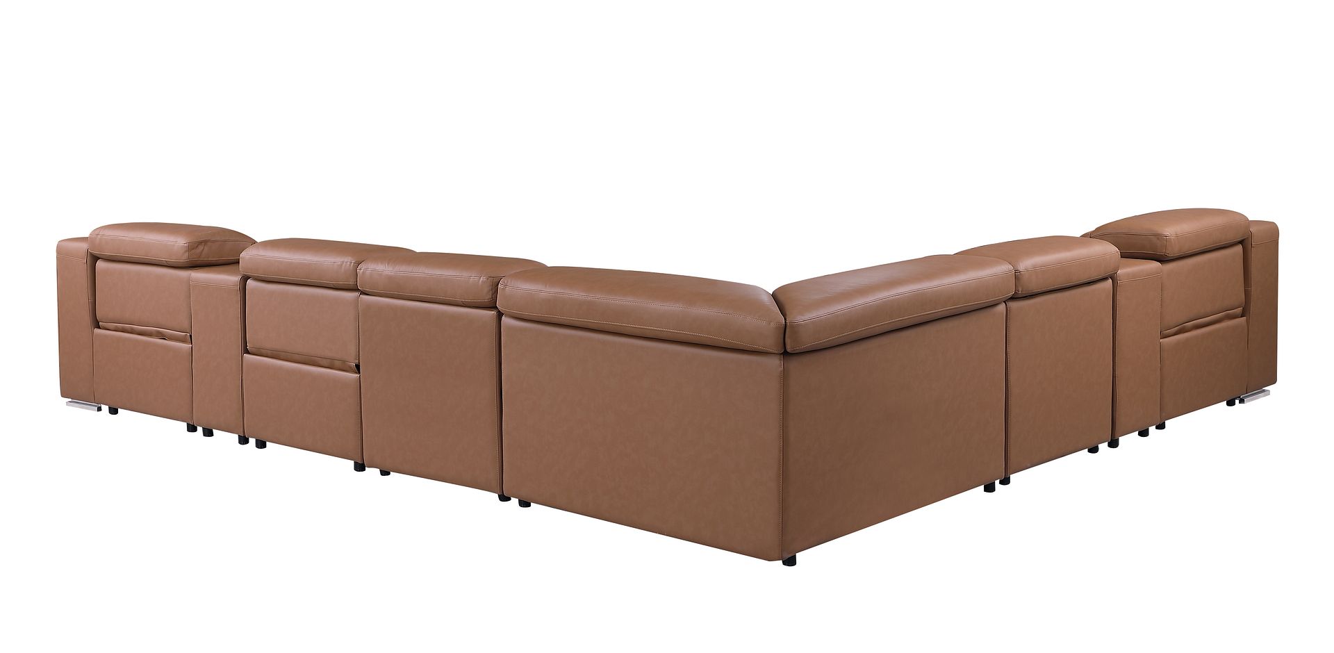 1116 Divanitalia 8-Piece L-Shaped Sectional Sofa in Top Grain Italian Leather with 3 Power Recliners & Power Headrests