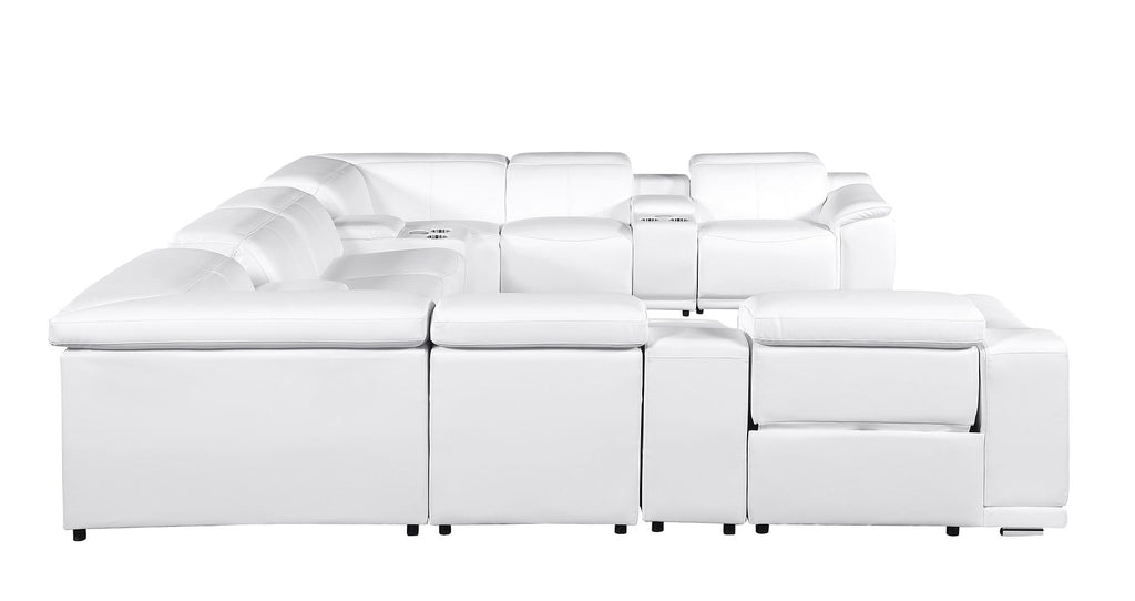 9762 Divanitalia 12-Piece U-Shaped Top Grain Italian Leather Sectional Sofa with 4 Power Recliners