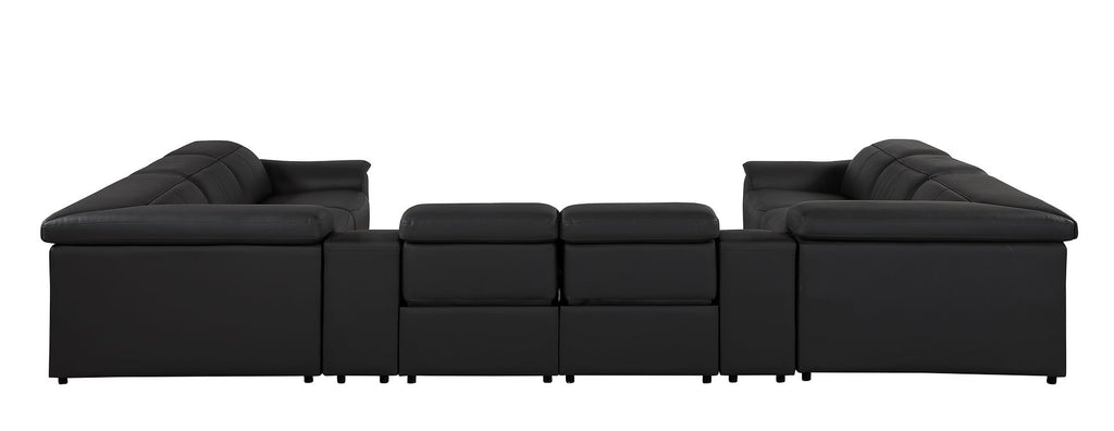 9762 Divanitalia 10-Piece U-Shaped Top Grain Italian Leather Sectional Sofa with 4 Power Recliners