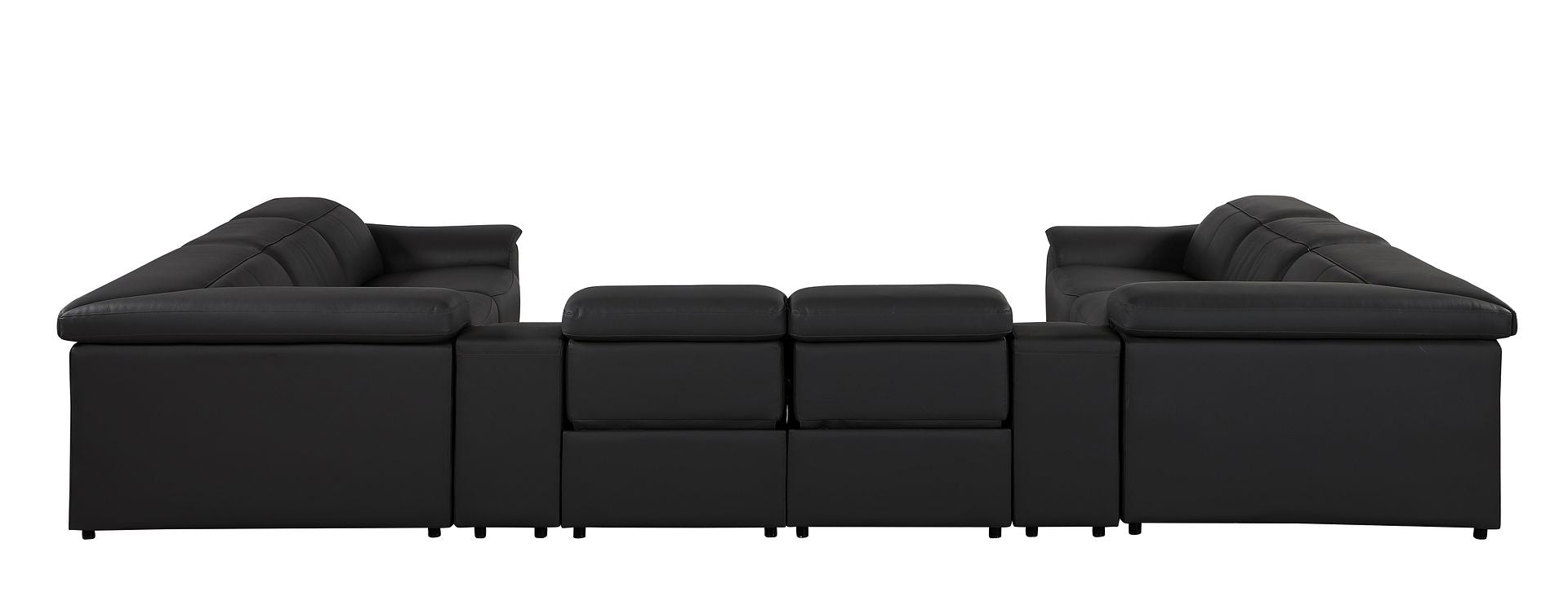 9762 Divanitalia 10-Piece U-Shaped Top Grain Italian Leather Sectional Sofa with 4 Power Recliners