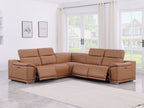 9762 Divanitalia 5-Piece L-Shaped Top Grain Italian Leather Sectional Sofa with 3 Power Recliners