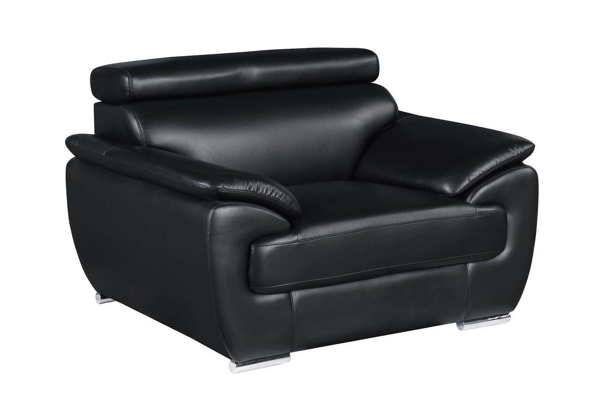 4571 Modern Genuine Leather Chair - Black - SKU 4571-CH-BLACK - view 2