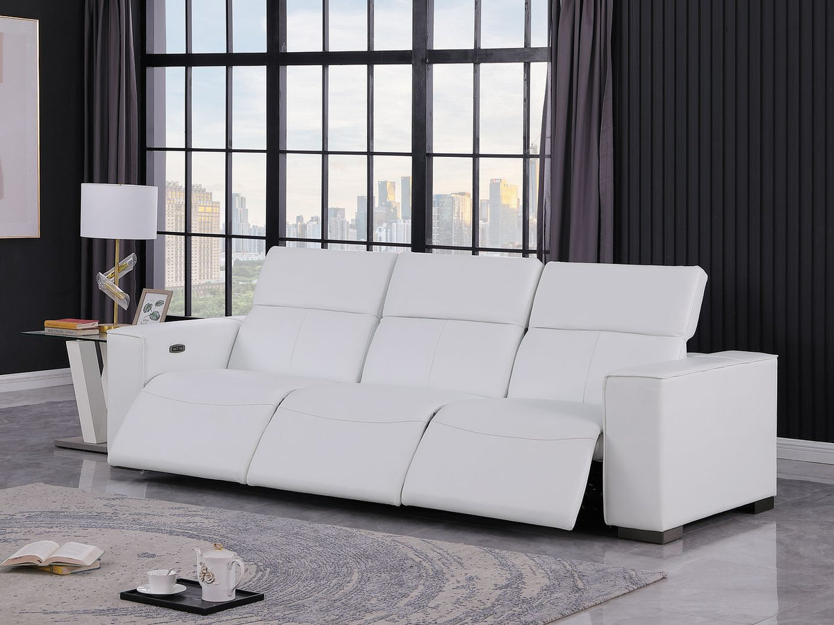 1208 Genuine Leather Triple Power Reclining Sofa - White - SKU 1208-WHITE-3.3-HT - view 2