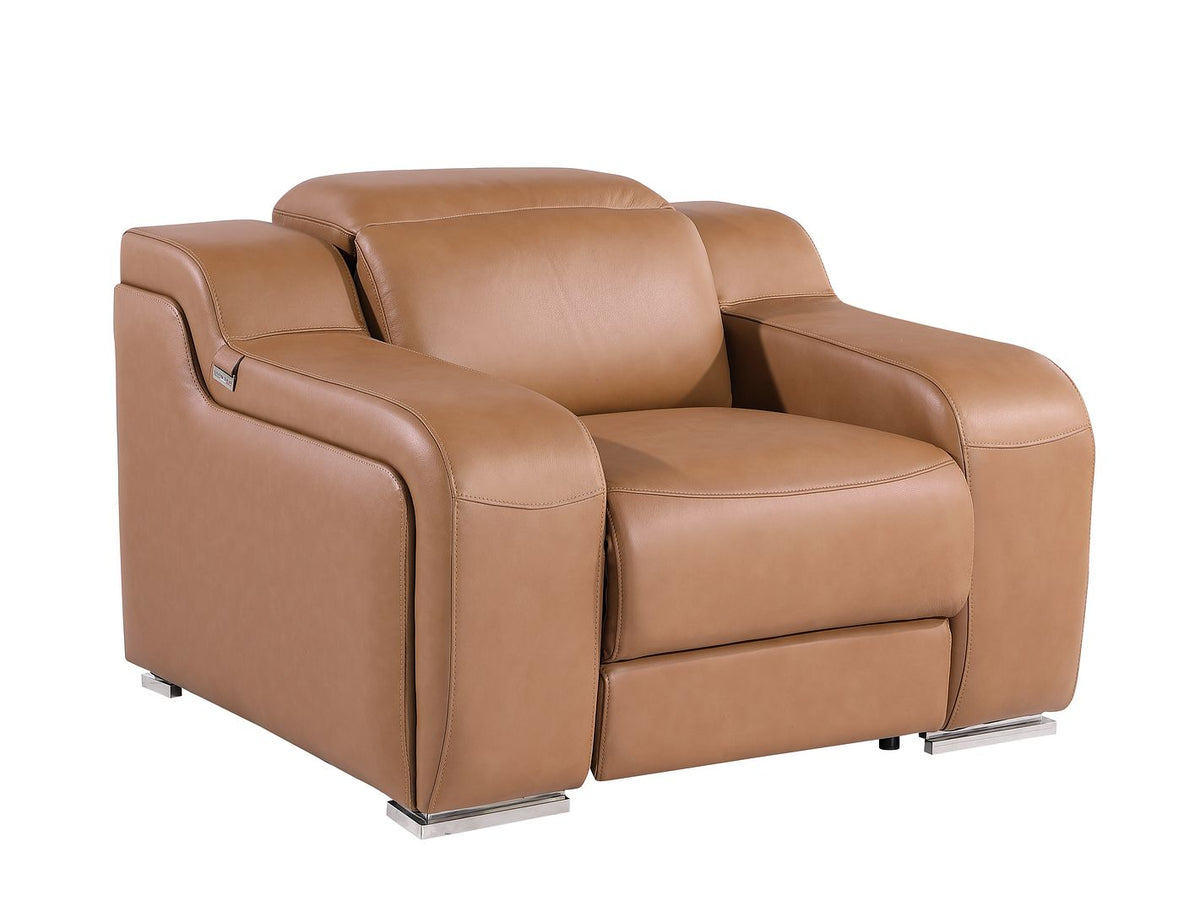 1116 Divanitalia 6-Piece Modular Power Reclining Sofa, Loveseat & Chair Set in Top Grain Italian Leather with 6 Power Recliners & Power Headrests - Cognac - SKU 1116-COGNAC-6.6-HT-3PC - view 12