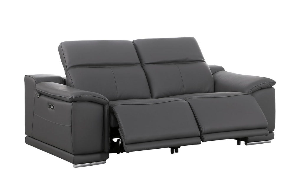 9762 Divanitalia 2-Piece Modular Power Reclining Console with 2 Power Recliners in Top Grain Italian Leather