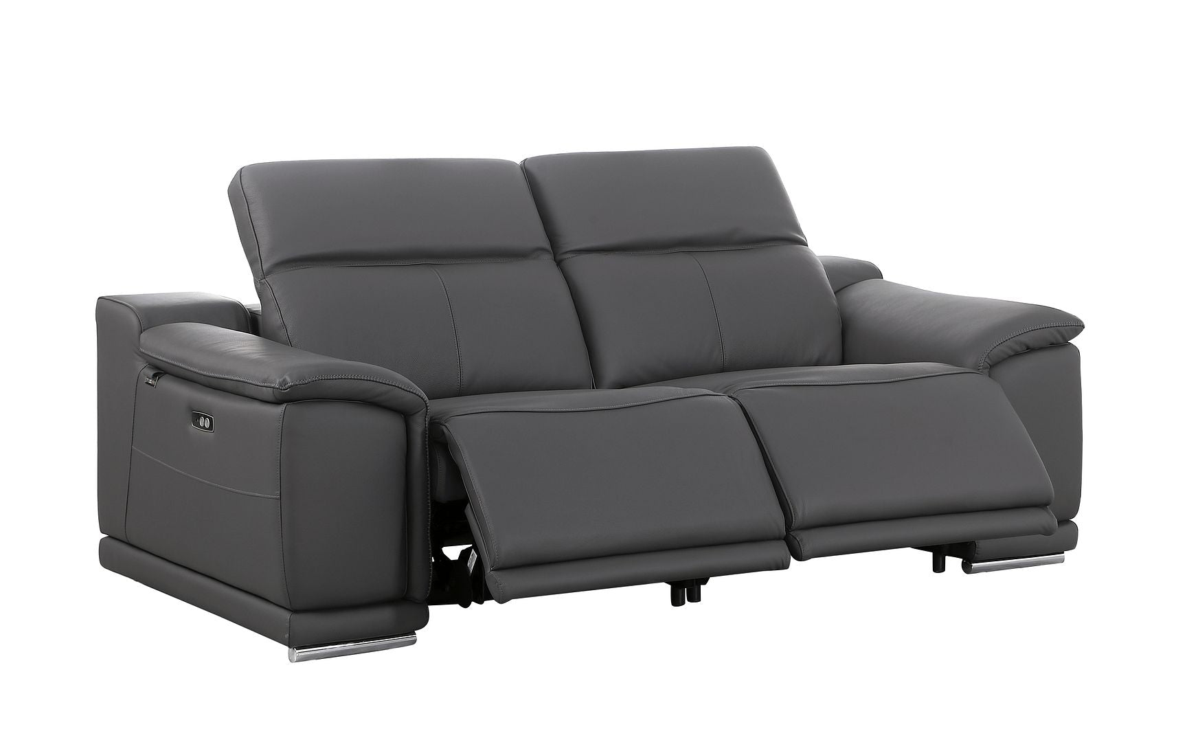 9762 Divanitalia 2-Piece Modular Power Reclining Console with 2 Power Recliners in Top Grain Italian Leather
