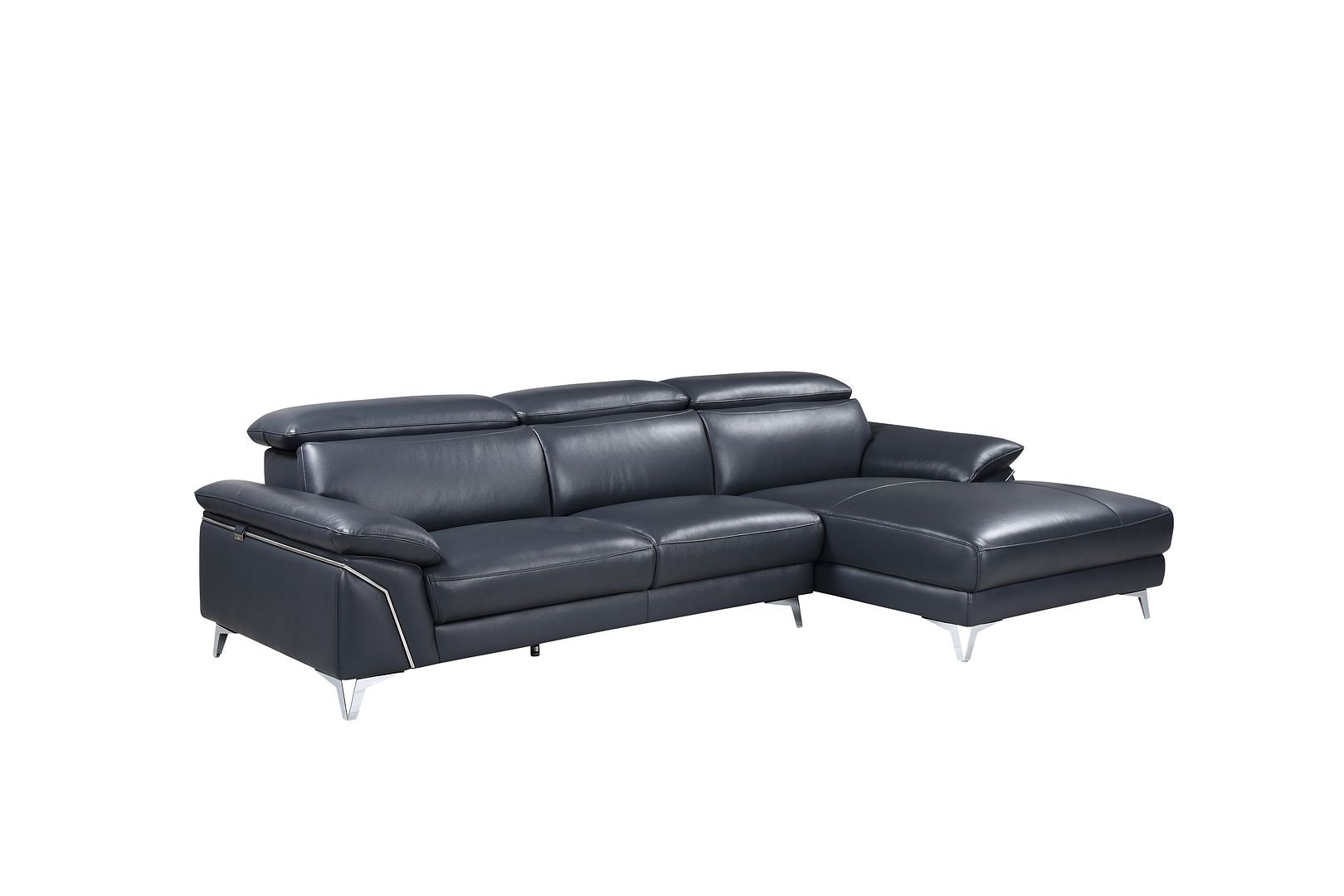 727 Divanitalia Right Arf Facing Sectional Sofa with Adjustable Headrest in Top-grain Italian Leather
