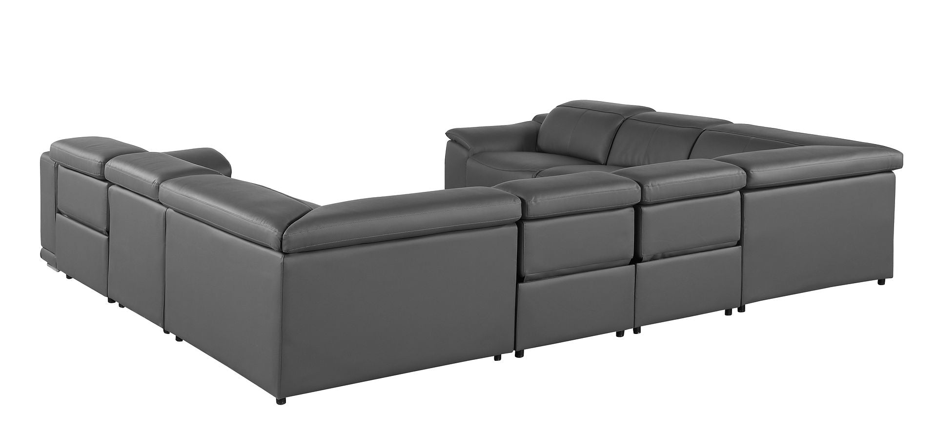 9762 Divanitalia 8-Piece U-Shaped Top Grain Italian Leather Sectional Sofa with 4 Power Recliners
