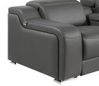 1116 Divanitalia 3-Piece Modular Power Reclining Console Loveseat in Top Grain Italian Leather with 2 Power Recliners & Power Headrests
