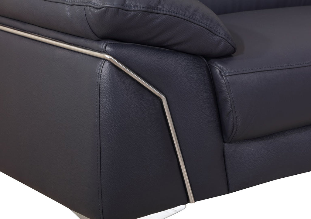 727 Divanitalia Sofa with Adjustable Headrest in Top-grain Italian Leather - Navy - SKU 727-S-NAVY - view 10
