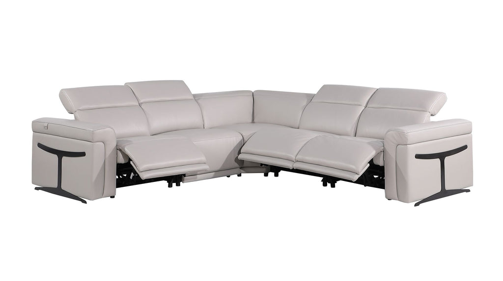 1126 Divanitalia 5-Piece L-Shaped Sectional Sofa in Top Grain Italian Leather with 3 Power Recliners & Power Headrests - Light Grey - SKU 1126-LT-GREY-SEC-5PC-3PWR-SECTIONAL-GROUP - view 3