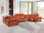 1224 Divanitalia 8-Piece U-Shaped Sectional Sofa in Top Grain Italian Leather with 4 Power Recliners & Power Headrests