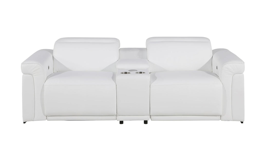 1126 Divanitalia 3-Piece Modular Power Reclining Loveseat in Top Grain Italian Leather with 2 Power Recliners & Power Headrests