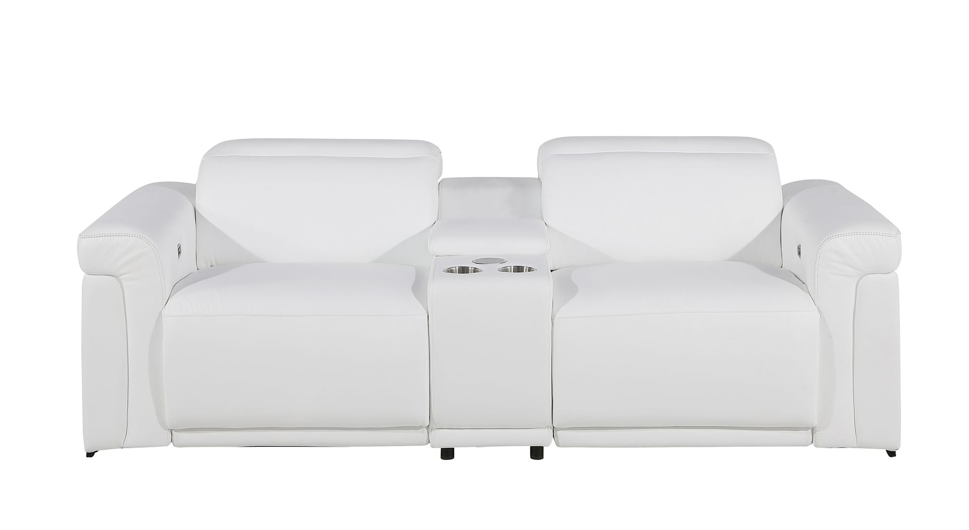 1126 Divanitalia 3-Piece Modular Power Reclining Loveseat in Top Grain Italian Leather with 2 Power Recliners & Power Headrests