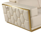 1111 Divanitalia 2-Piece Sofa Set with Adjustable Headrest in Top-grain Italian Leather - Cream - SKU 1111-BEIGE-2PC - view 10