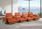 1246 Divanitalia Modular Power Triple Reclining Triple Console Sofa with Power Reclining Headrests - Top Grain Italian Leather