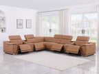 9762 Divanitalia 8-Piece L-Shaped Top Grain Italian Leather Sectional Sofa with 4 Power Recliners