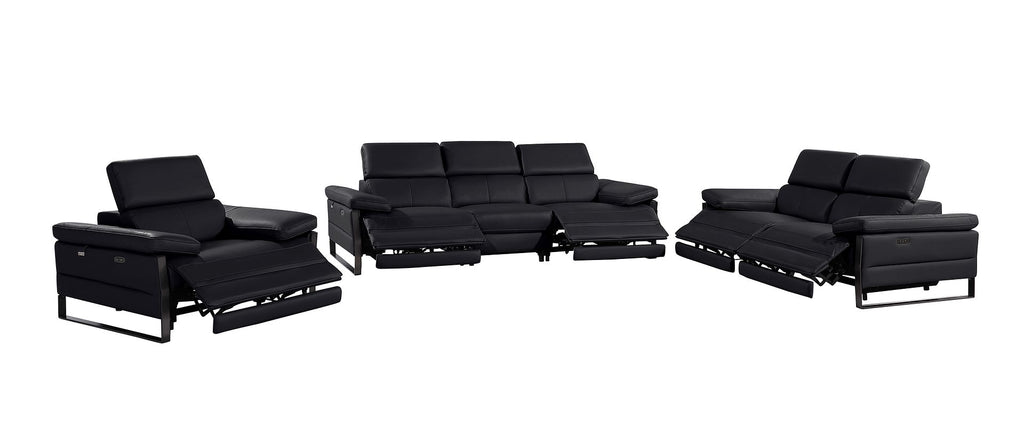 1246 Divanitalia Modular Power Dual Reclining Sofa, Loveseat, and Chair Set with Power Headrests - Top Grain Italian Leather - Black - SKU 1246-BLACK-6.5-HT-3PC - view 4