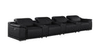 2679 Genuine Leather Sofa with 4 Power Recliners, Power Headrests & 3 Storage Consoles
