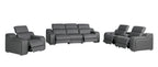 1116 Divanitalia 7-Piece Modular Power Reclining Sofa, Loveseat & Chair Set in Top Grain Italian Leather with 5 Power Recliners & Power Headrests - Dark Grey - SKU 1116-DK_GREY-7.5-HT-3PC - view 4