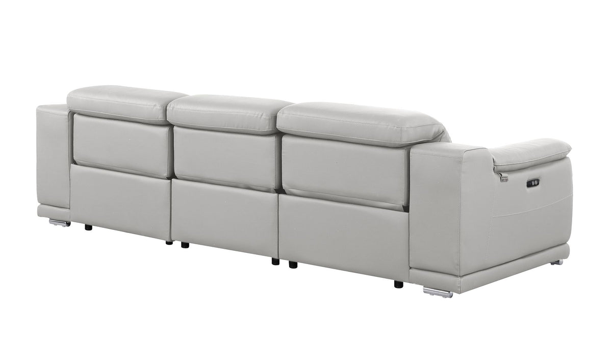 9762 Divanitalia 3-Piece Modular Power Reclining Sofa with 3 Power Recliners in Top Grain Italian Leather - Light Grey - SKU 9762-LT-GREY-3.3-HT - view 6