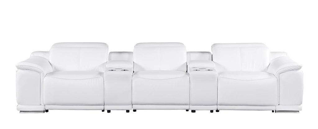 9762 Divanitalia 5-Piece Modular Power Reclining Sofa and Loveseat Set with 3 Power Recliners in Top Grain Italian Leather
