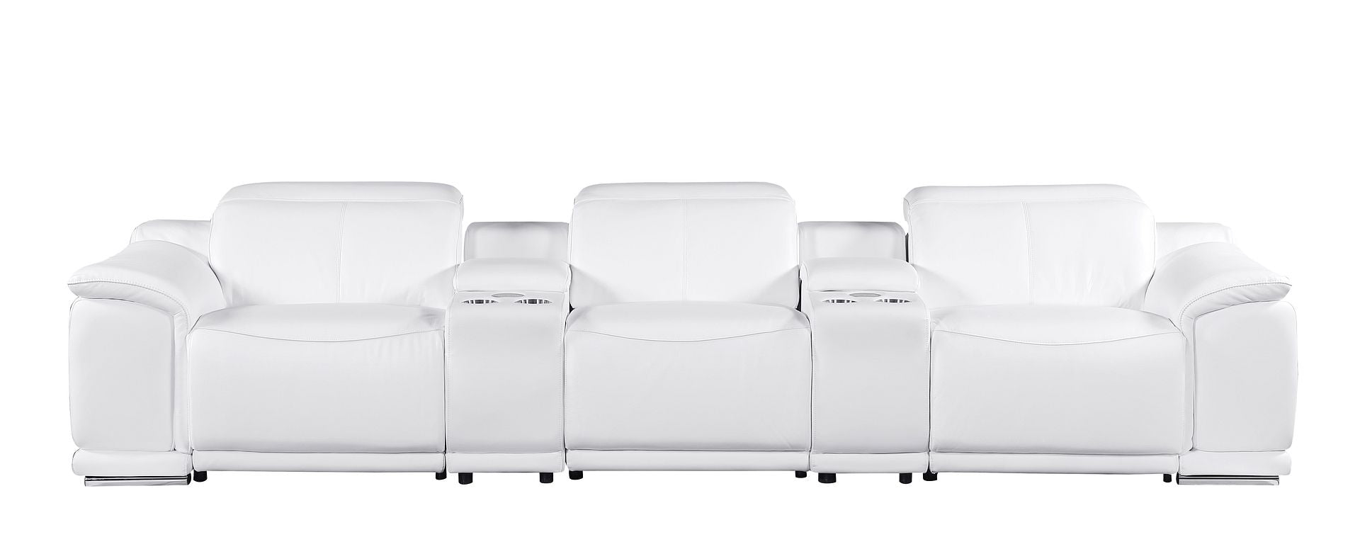 9762 Divanitalia 5-Piece Modular Power Reclining Sofa and Loveseat Set with 3 Power Recliners in Top Grain Italian Leather