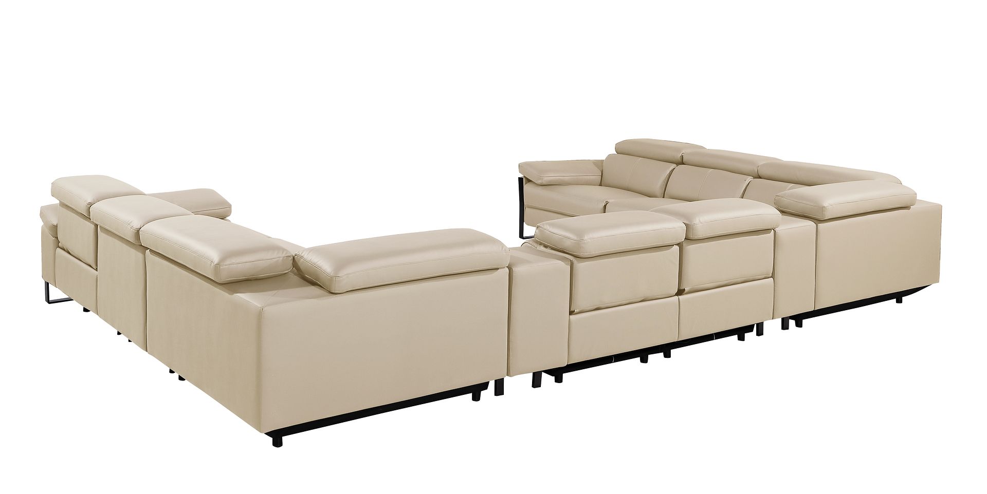 1246 Divanitalia 10-Piece U-Shaped Modular Power Reclining Sectional Sofa with 4 Power Recliners and Power Headrests - Top Grain Italian Leather