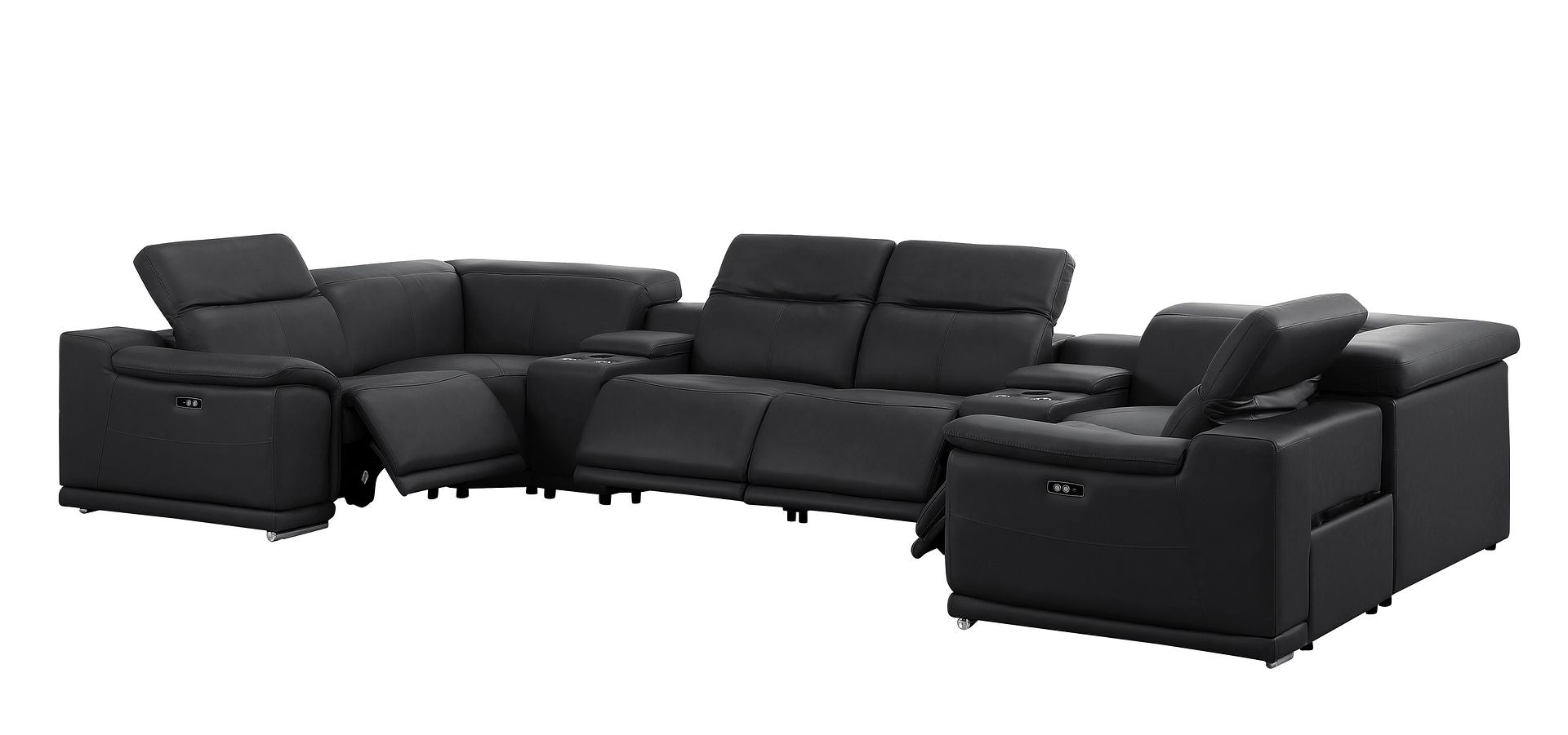 2679 8-Piece U-Shaped Power Reclining Sectional Sofa in Genuine Leather - 4 Recliners