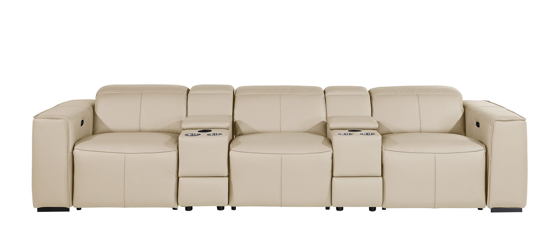 1224 Divanitalia 5-Piece Modular Power Reclining Sofa in Top Grain Italian Leather with 3 Power Recliners & Power Headrests