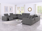 1208 12 Piece U-Shaped Leather Sectional Sofa with 4 Power Recliners & Power Headrest