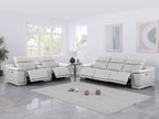 9762 Divanitalia 6-Piece Modular Power Reclining Sofa and Console Loveseat Set with 5 Power Recliners in Top Grain Italian Leather - Light Grey - SKU 9762-LT-GREY-6.5-HT - view 2