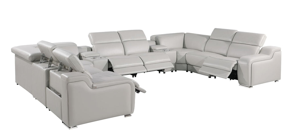 1116 Divanitalia 10-Piece U-Shaped Sectional Sofa in Top Grain Italian Leather with 4 Power Recliners & Power Headrests