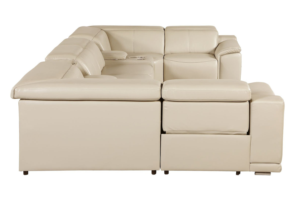 9762 Divanitalia 8-Piece U-Shaped Top Grain Italian Leather Sectional Sofa with 2 Power Recliners - Beige - SKU 9762-BEIGE-8PC-2PWR-U-SECTIONAL-GROUP - view 8